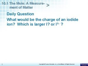 10.1 the mole a measurement of matter 10.1 the mole a measurement of matter