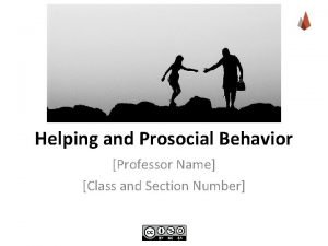 Helping and Prosocial Behavior Professor Name Class and