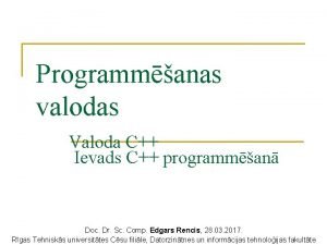 Programmanas valodas Valoda C Ievads C programman Doc