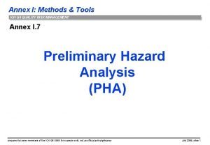 Annex I Methods Tools ICH Q 9 QUALITY