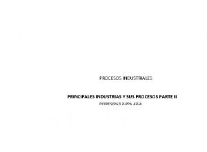 Clasificación de los procesos industriales