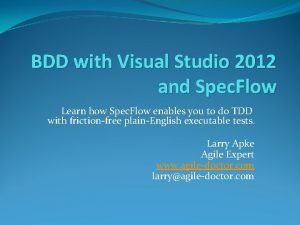 BDD with Visual Studio 2012 and Spec Flow