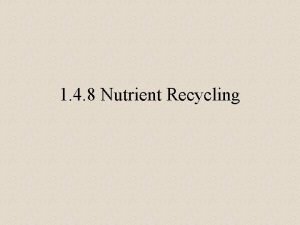 1 4 8 Nutrient Recycling Need to know