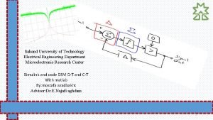 Sahand University of Technology Electrical Engineering Department Microelectronic