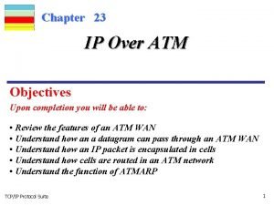 Chapter 23 IP Over ATM Objectives Upon completion