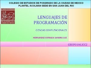 COLEGIO DE ESTUDIOS DE POSGRADO DE LA CIUDAD