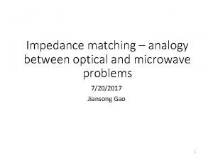 Impedance matching analogy between optical and microwave problems