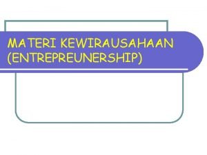 Entrepreneurship artinya