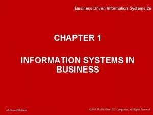 Business driven information systems Business driven information systems