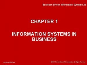 Business driven information systems