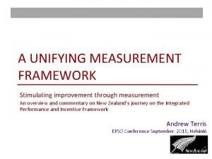 A UNIFYING MEASUREMENT FRAMEWORK Stimulating improvement through measurement