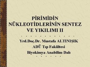 PRMDN NKLEOTDLERNN SENTEZ VE YIKILIMI II Yrd Do