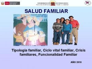 SALUD FAMILIAR Tipologa familiar Ciclo vital familiar Crisis