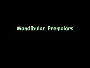 Mandibular Premolars Introduction Mandibular 1 st smaller than