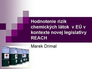 Hodnotenie rizk chemickch ltok v E v kontexte