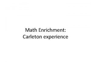 Carleton university math enrichment