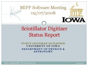 MIPP Software Meeting 02072008 1 Scintillator Digitizer Status