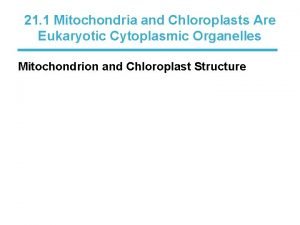 21 1 Mitochondria and Chloroplasts Are Eukaryotic Cytoplasmic