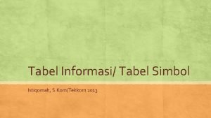 Tabel Informasi Tabel Simbol Istiqomah S KomTekkom 2013