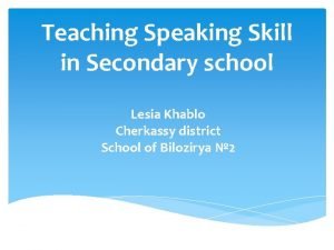 What are speaking skills