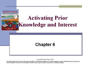 Activating Prior Knowledge and Interest Chapter 6 Copyright