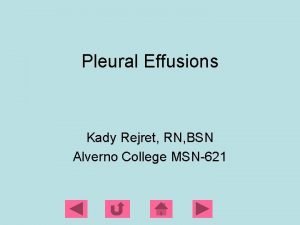 Pleural Effusions Kady Rejret RN BSN Alverno College