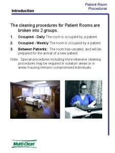 Hospital patient room cleaning procedures