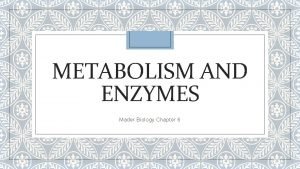 METABOLISM AND ENZYMES Mader Biology Chapter 6 METABOLISM