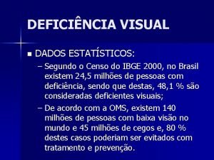 DEFICINCIA VISUAL n DADOS ESTATSTICOS Segundo o Censo