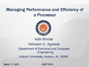 Managing Performance and Efficiency of a Processor Aditi