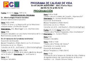 PROGRAMA DE CALIDAD DE VIDA En el SALON