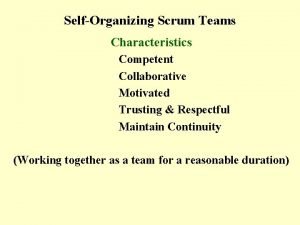 Characteristics of self organizing teams