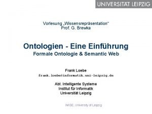 Vorlesung Wissensreprsentation Prof G Brewka Ontologien Eine Einfhrung