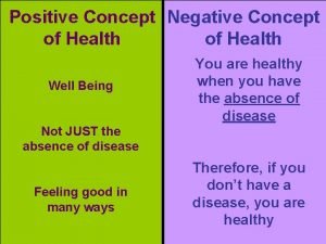 Positive and negative concepts of health