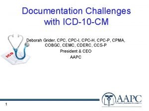 Documentation Challenges with ICD10 CM Deborah Grider CPCI