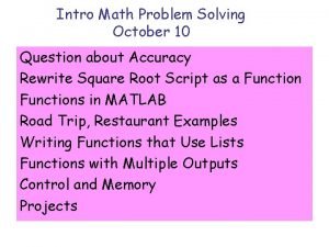 Intro Math Problem Solving October 10 Question about