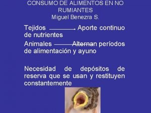 CONSUMO DE ALIMENTOS EN NO RUMIANTES Miguel Benezra