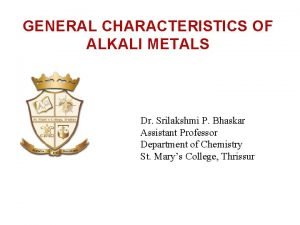 General characteristics of alkali metals