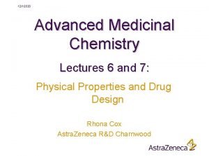 1212020 Advanced Medicinal Chemistry Lectures 6 and 7