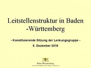 Leitstellenstruktur in Baden Wrttemberg Konstituierende Sitzung der Lenkungsgruppe