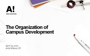 The Organization of Campus Development April 13 2015