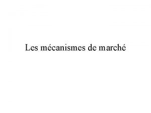 Les mcanismes de march Formation de loffre de