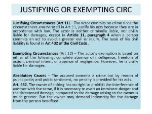 Justifying circumstances (art. 11)