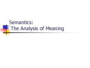 Descriptive meaning in semantics