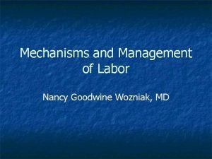 Mechanisms and Management of Labor Nancy Goodwine Wozniak