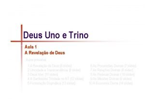 Deus Uno e Trino Aula 1 A Revelao