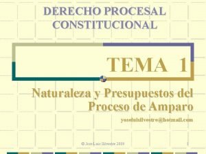 DERECHO PROCESAL CONSTITUCIONAL TEMA 1 Naturaleza y Presupuestos