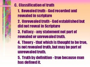 Classification of truth Classification of truth