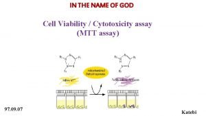 IN THE NAME OF GOD Cell Viability Cytotoxicity