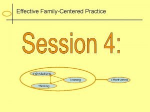 Effective FamilyCentered Practice Individualizing Teaming Thinking Effectiveness Family